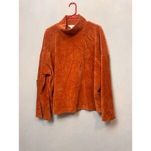 Time and Tru Womens XL Corduroy Mock Neck Pullover‎ Top Burnt Orange Oversized